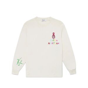 Valas LA Unisex I Am A Martian 100% Cotton Cream Long Sleeve T Shirt Size XS